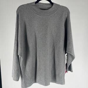 Vince Camuto Light Heather Grey Ribbed Oversized Sweater - Size L
